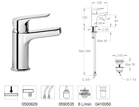 Rubinetto lavabo FIR Handy 52 52.1110.3 – Miscelatore bagno cromato moderno Made in Italy di alta qualità