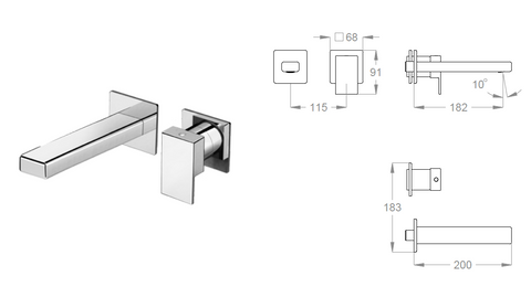 Miscelatore Lavabo a Parete FIR Kelio 63.1816.8 – Rubinetto Incasso Design Moderno con Aeratore 6 L/min