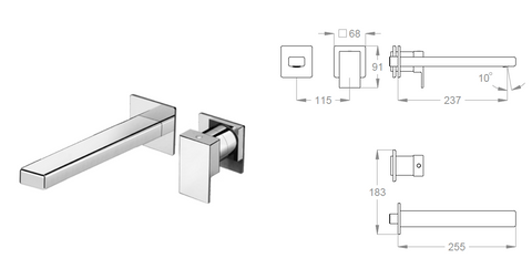 Miscelatore Lavabo a Parete FIR Kelio 63.1826.8 – Rubinetto Incasso con Piastra Design Moderno