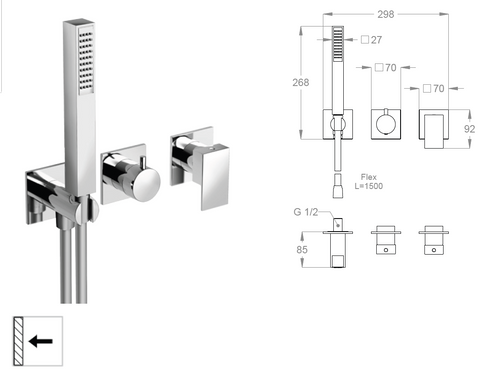 Miscelatore Doccia Incasso FIR Kelio 63 63.5227.8 con Deviatore a Due Uscite