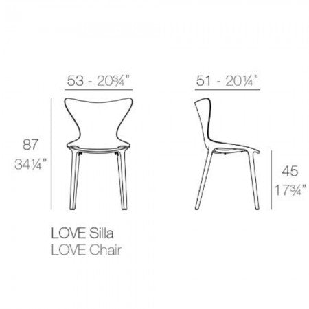 Sedia da esterno Vondom Love Chair – design Eugeni Quitllet - 4 pz